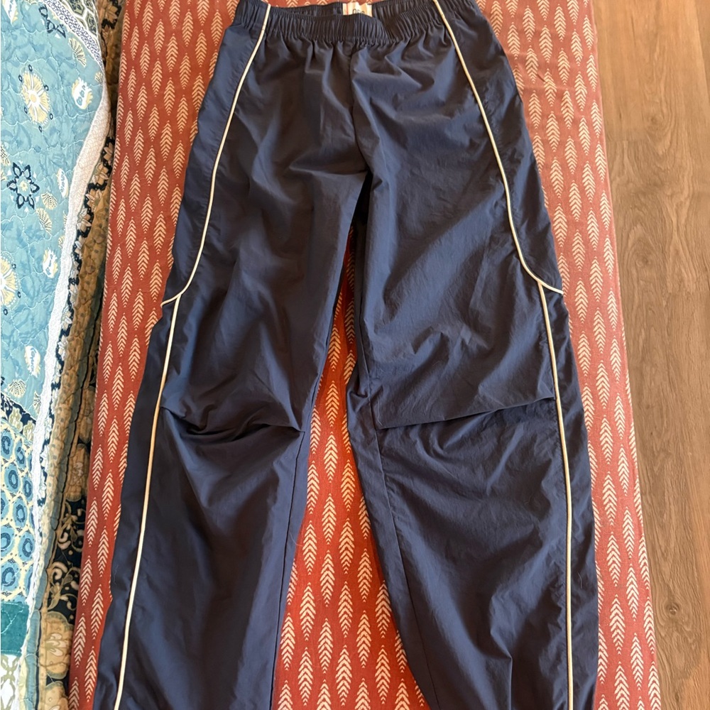Womens Navy Track Pants with White Piping